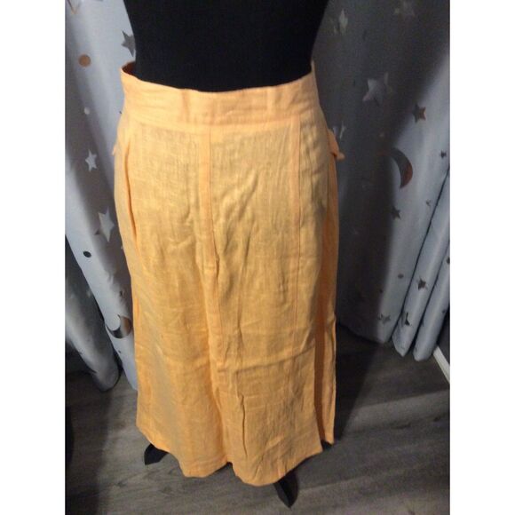 NWOT 100% Linen Plus Maxi Skirt Harve Benard 16 Pockets Button front Retro - Picture 3 of 5